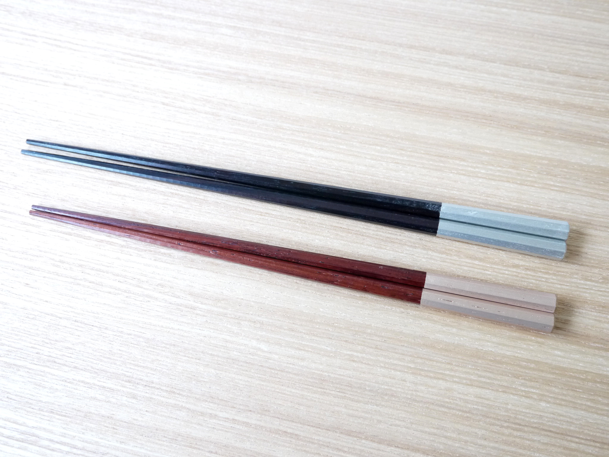 夫婦箸 先八角黒檀紫檀