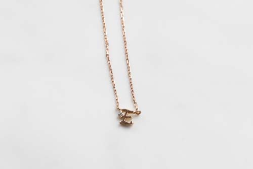 Tiny Initial Diamond Necklace-K10