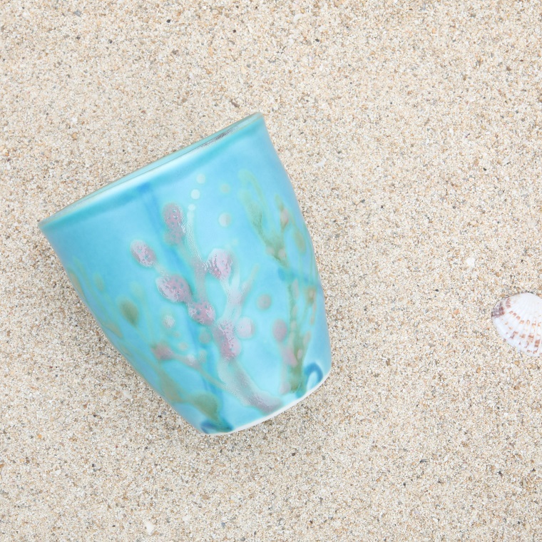 沖縄の海と縁起の良い珊瑚のタンブラー 天色