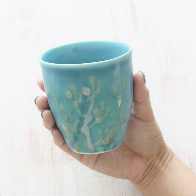 沖縄の海と縁起の良い珊瑚のタンブラー 天色