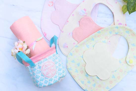 出産お祝いセット【スタイ1枚+おくるみ・ガーゼケット】