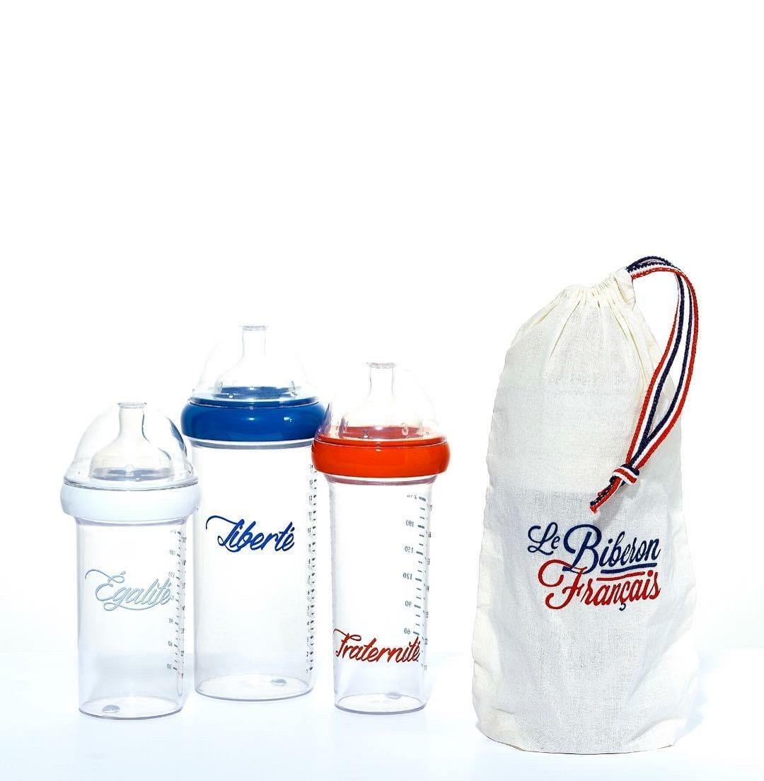 スタッキング哺乳瓶３本セット（オーガニックコットンポーチ付き）SET LIBERTÉ ÉGALITÉ FRATERNITÉ
