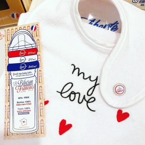 スタイ（刺繍入り） MY LOVE：フランス製