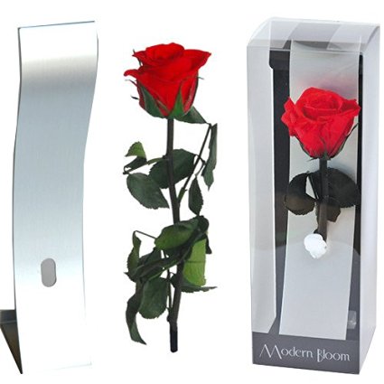 お祝 誕生日 ペア ワイングラスとスタンド付きプリザーブドフラワーのギフトセット 