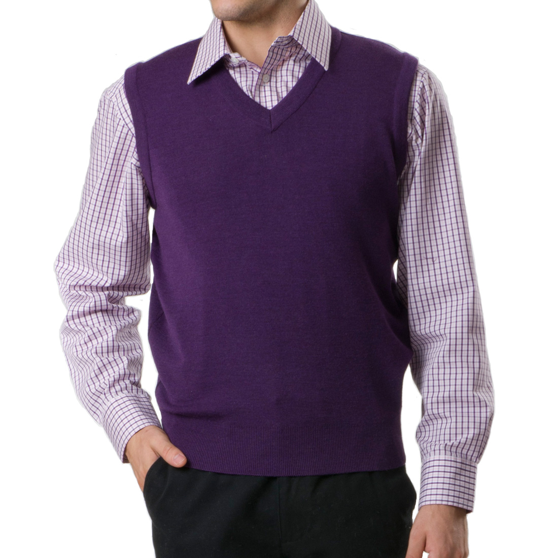 古希 メリノウールVベスト -600-