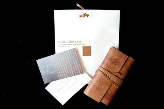 手縫いレザー名刺ケース-アンティークブラウン