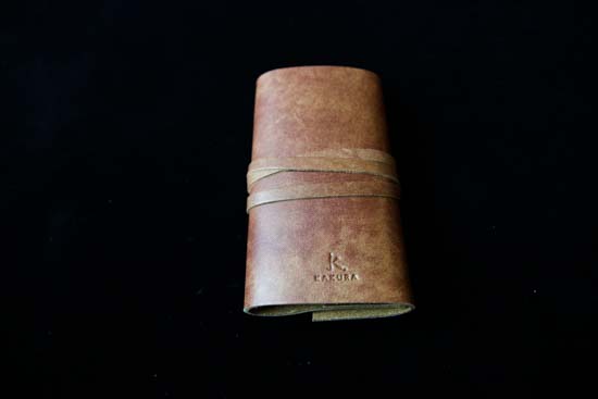 手縫いレザー名刺ケース-アンティークブラウン