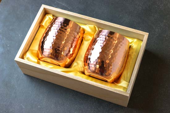純銅ロックカップ2PCセット　桐箱入