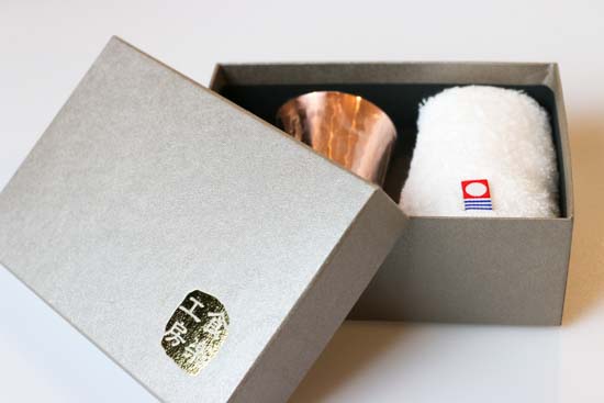 純銅冷酒カップ＆今治タオル2PCセット-CNE981