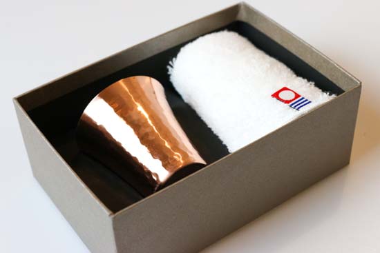 純銅冷酒カップ＆今治タオル2PCセット-CNE981