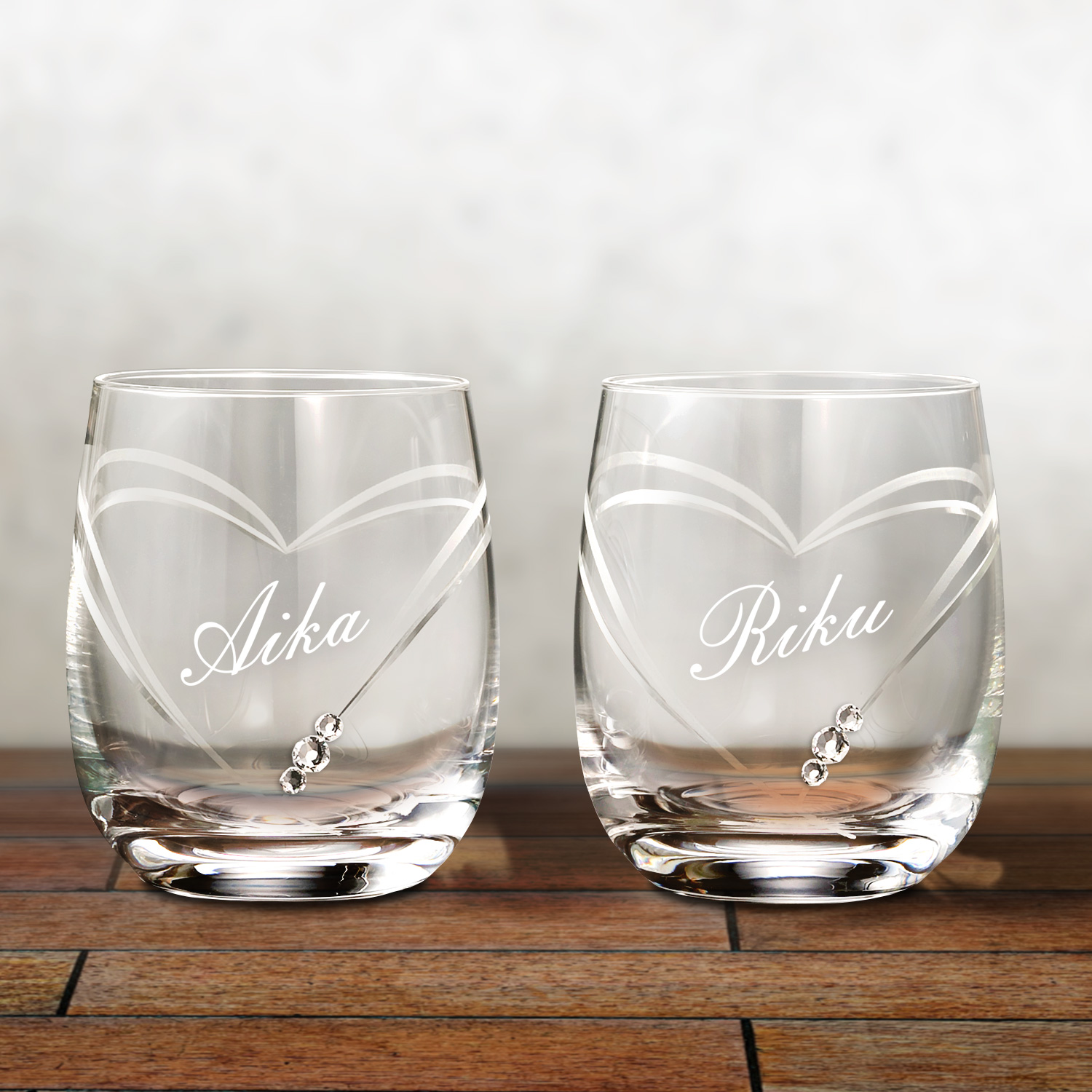 【名入れギフト】クリスタルロックグラスwithSWAROVSKIペア