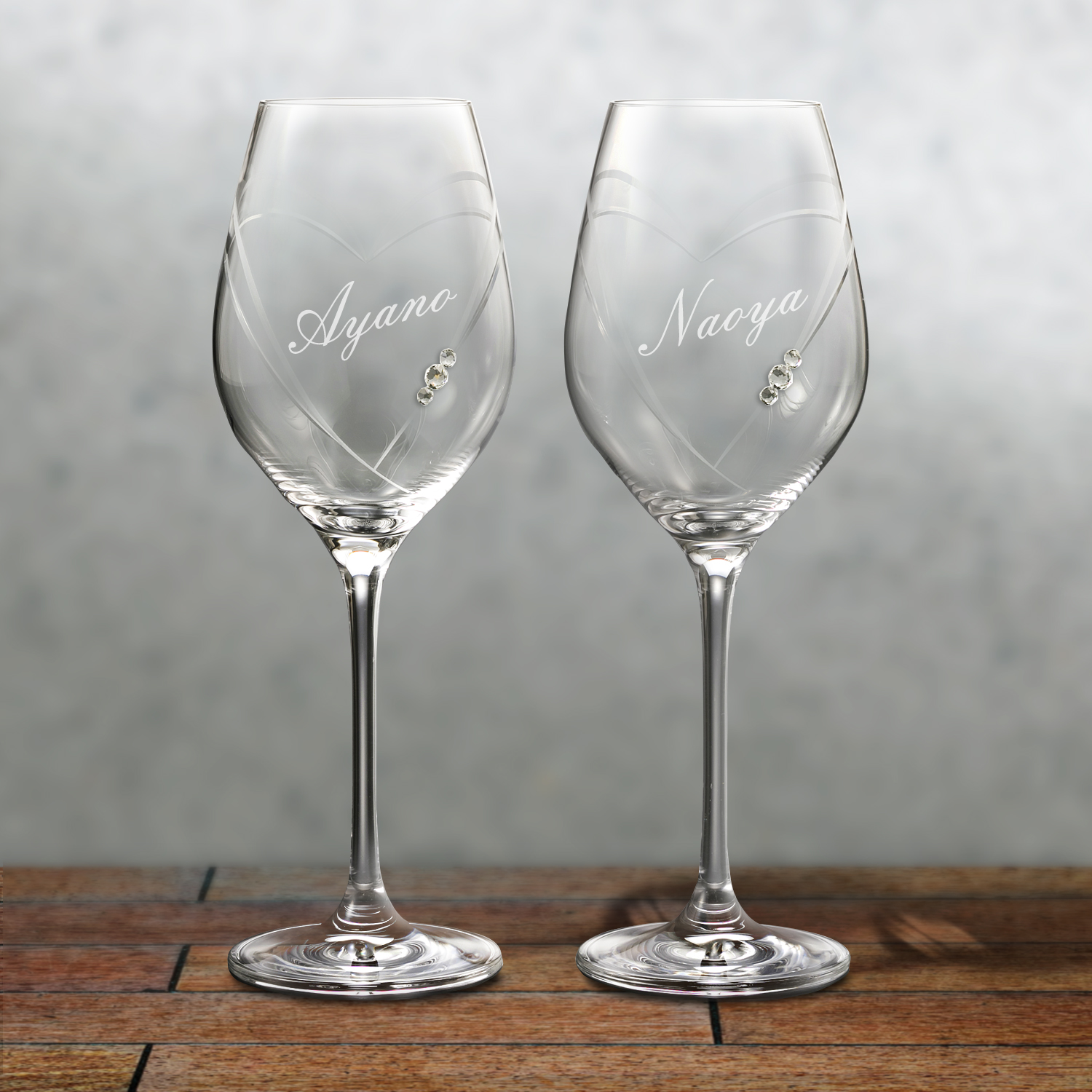 【名入れギフト】クリスタルワイングラスwithSWAROVSKIペア