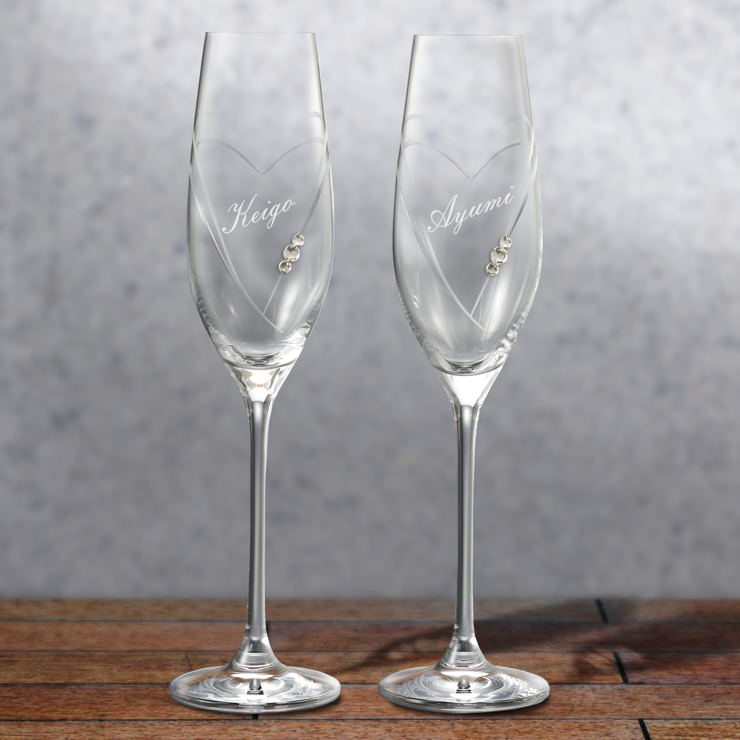 【名入れギフト】クリスタルシャンパングラスwithSWAROVSKIペア