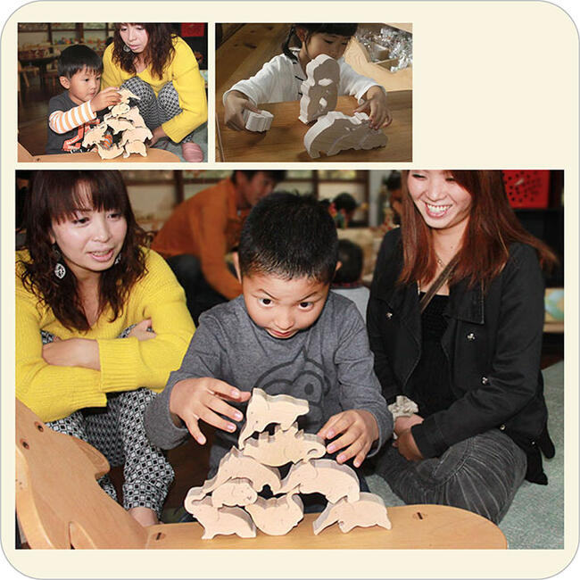 ゾウのサーカス（日本製）バランス積み木 創造力を養う木のおもちゃ