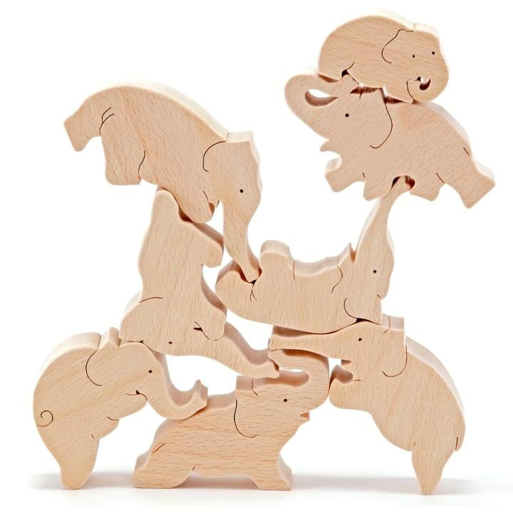 ゾウのサーカス（日本製）バランス積み木 創造力を養う木のおもちゃ