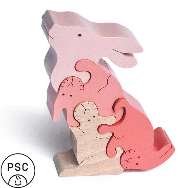 うさぎのスタンディングパズル（日本製）創造力を育む木のおもちゃ