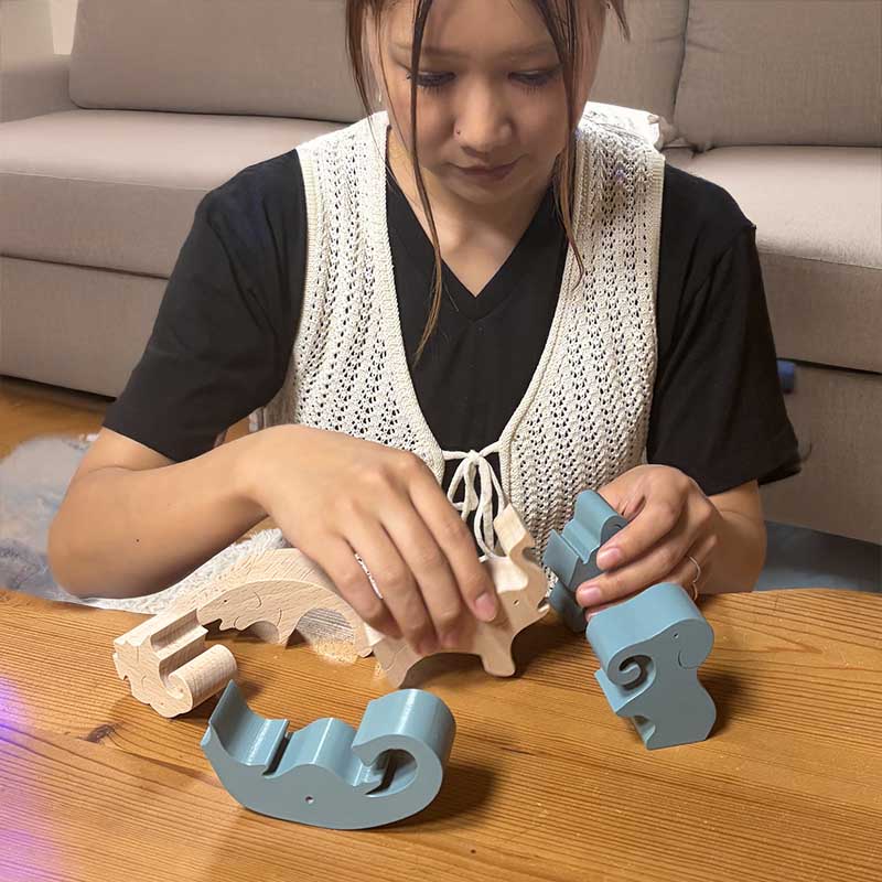 ゾウのスタンディングパズル（日本製）創造力を育む木のおもちゃ