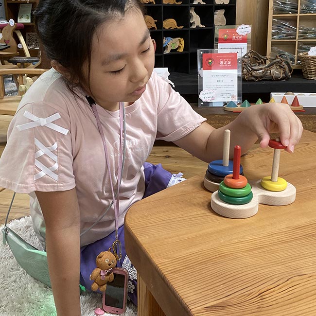 数学パズル ハノイの塔（日本製）知育に最適な手と頭を使う木のおもちゃ パズル