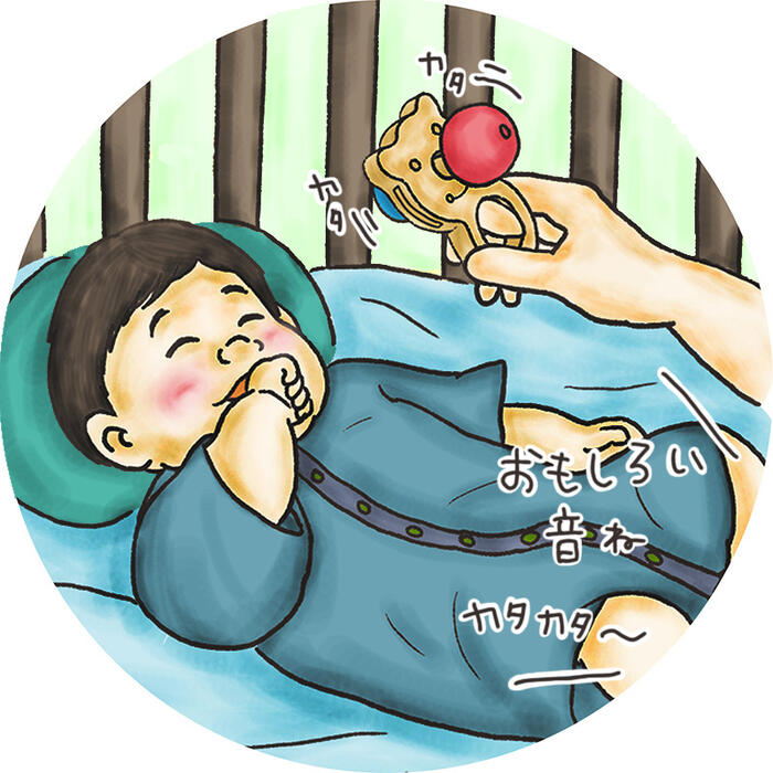 赤いはな青いはな（日本製）くまさんのお鼻がカチカチ動くおしゃぶり木のおもちゃ