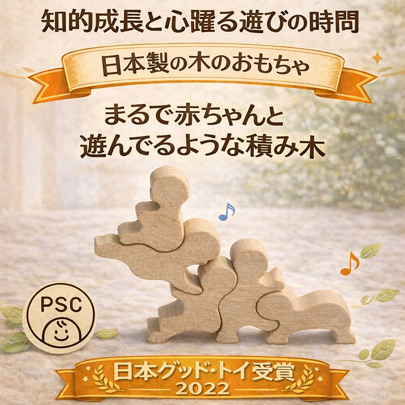 赤ちゃん積み木（日本製）バランス積み木  創造力を育む木のおもちゃ