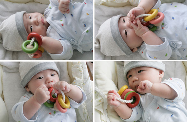 四つ葉リング（日本製）おしゃぶり歯がため赤ちゃんに優しい木のおもちゃ