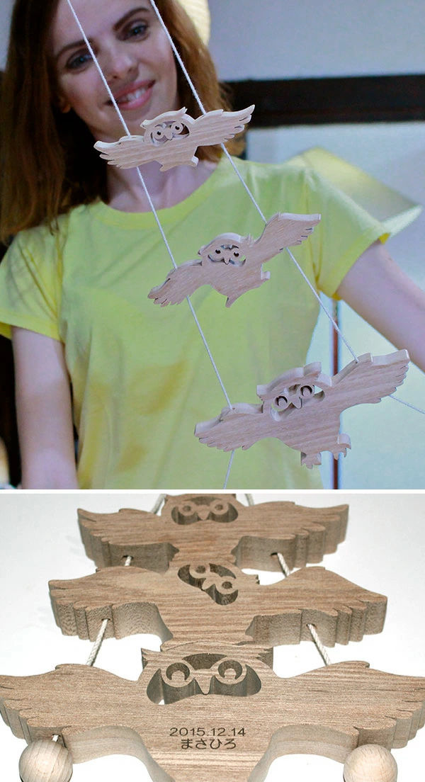 ふくろう（昇り人形) ノスタルジーな木のおもちゃ