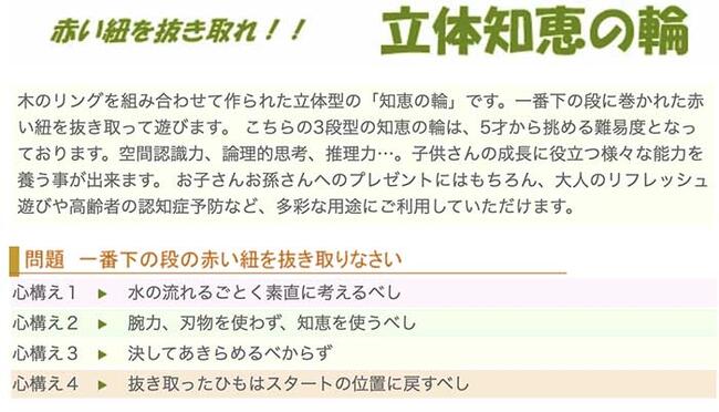 立体知恵の輪（３段丸）日本製 頭をフル回転して遊ぶ木のおもちゃ