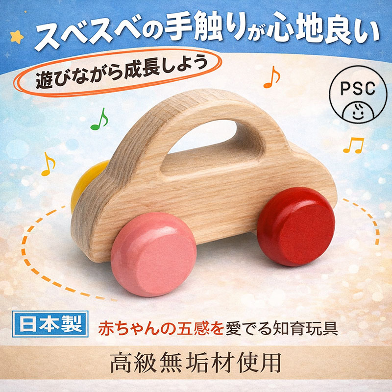 押しくるま(日本製)スベスベの手触りが心地良い木のおもちゃ