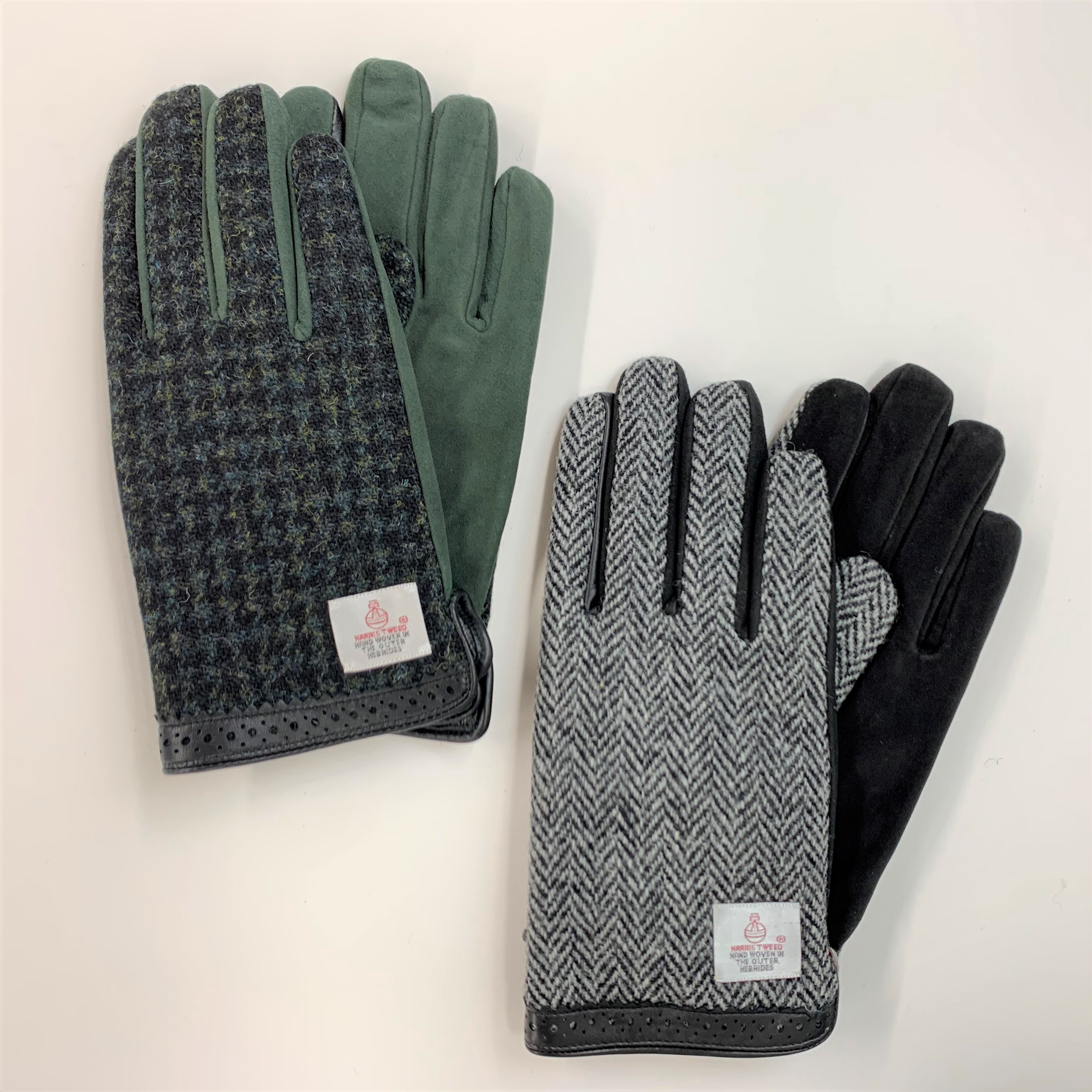 Harris Tweed生地使用　メンズグローブ(人差し指側面タッチパネル対応)