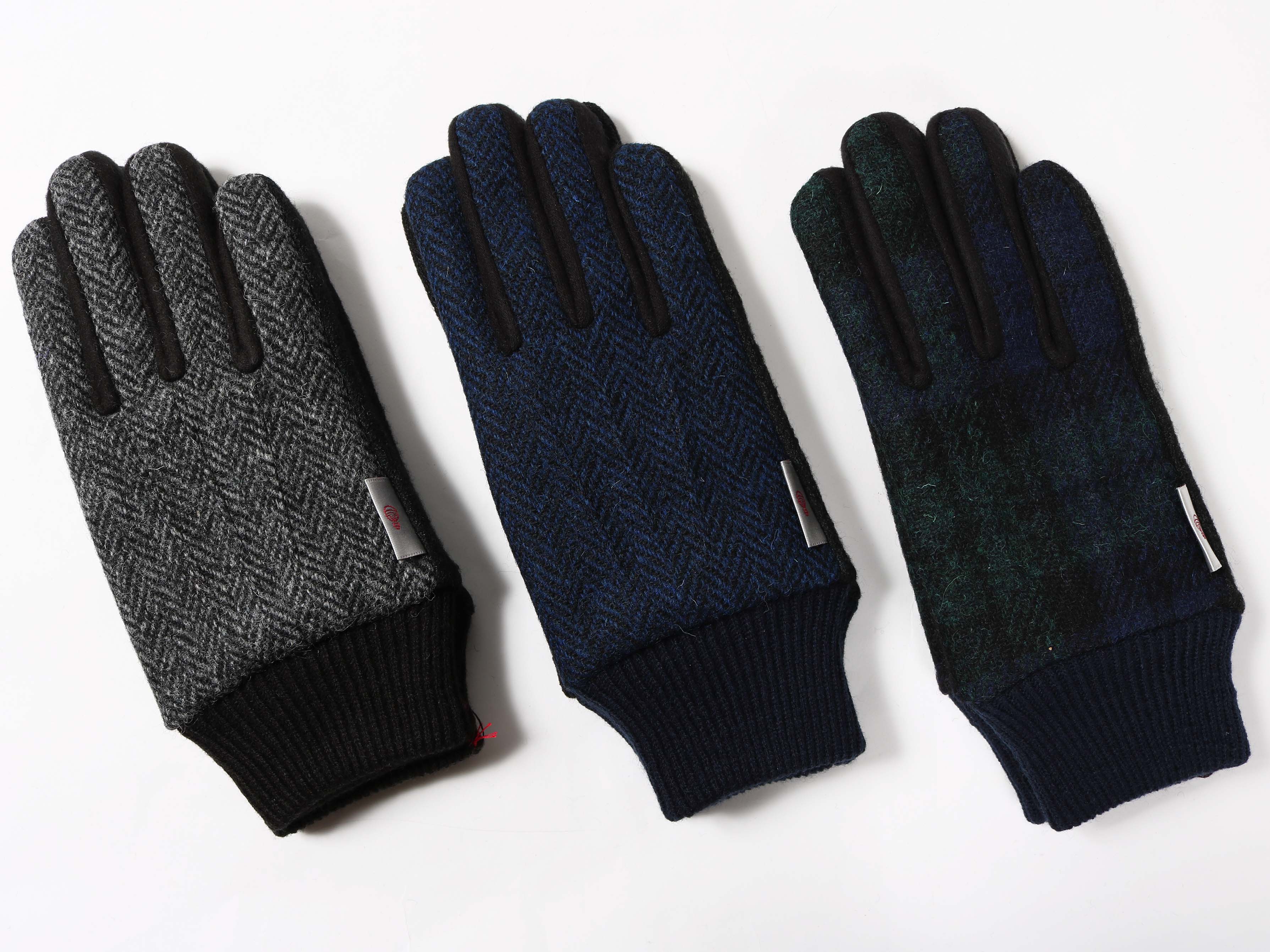 Harris Tweed生地使用　日本製メンズグローブ(掌面タッチパネル対応)
