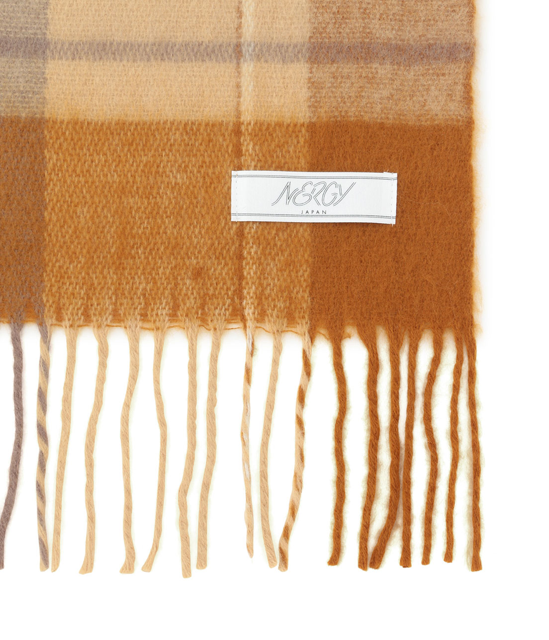 オレンジ×グレーチェック柄ストール