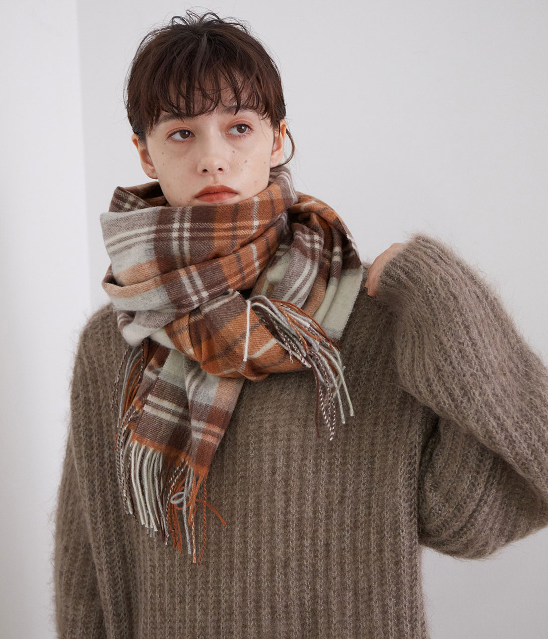 ウールチェックストール