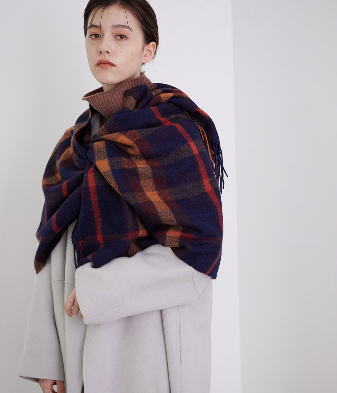 ウールチェックストール