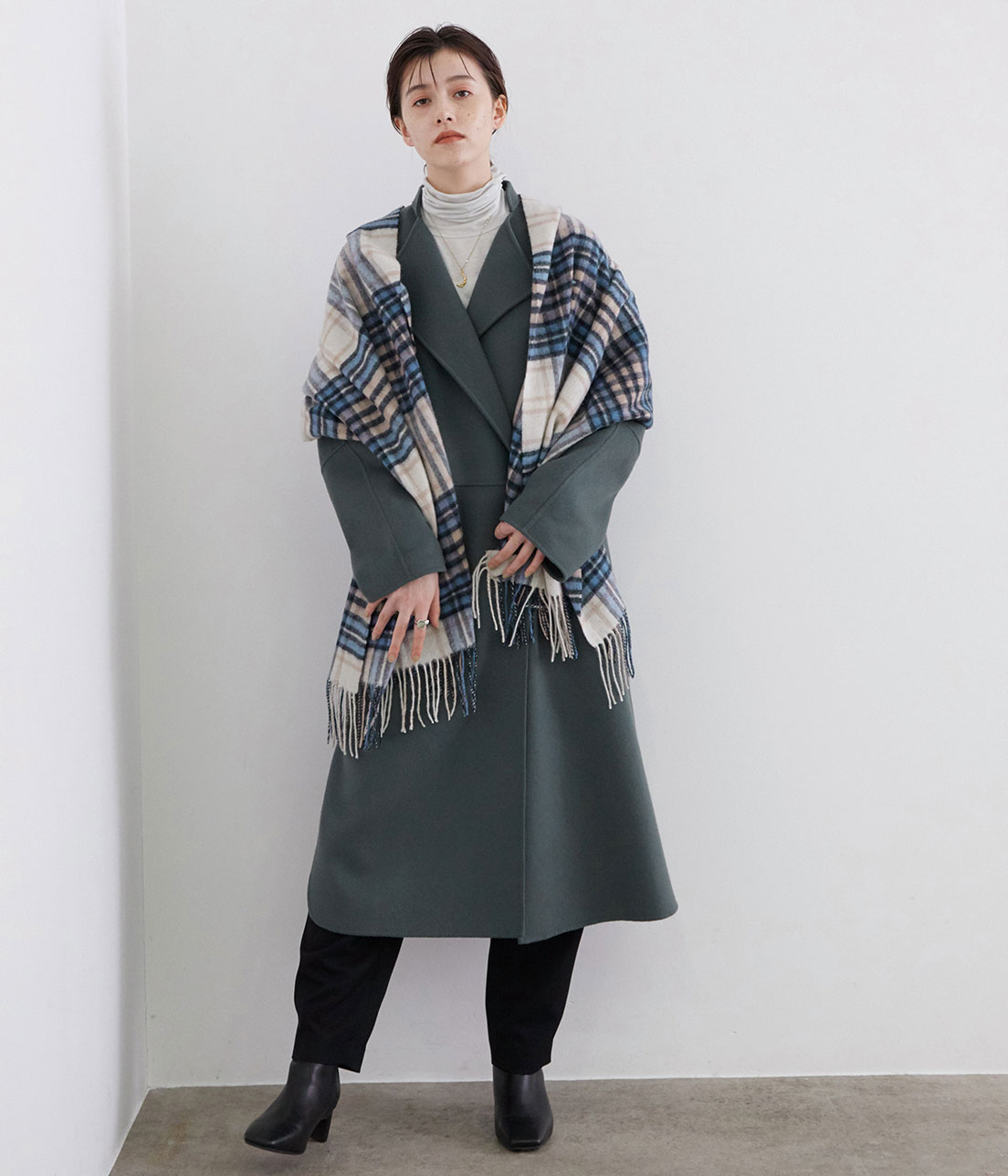 ウールチェックストール