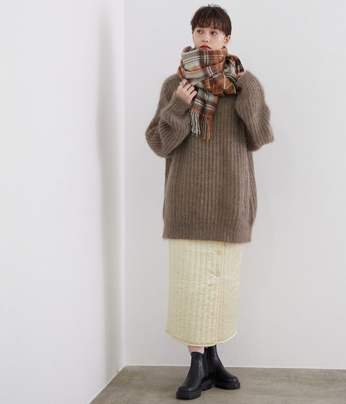 ウールチェックストール