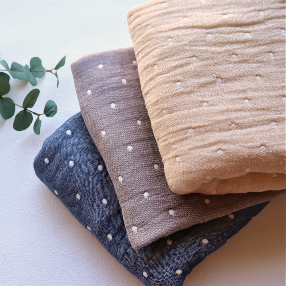 【送料無料・名入れ可能】ふわふわ6重ガーゼベビーケットgiftbox・ドット＜Ｓ＞