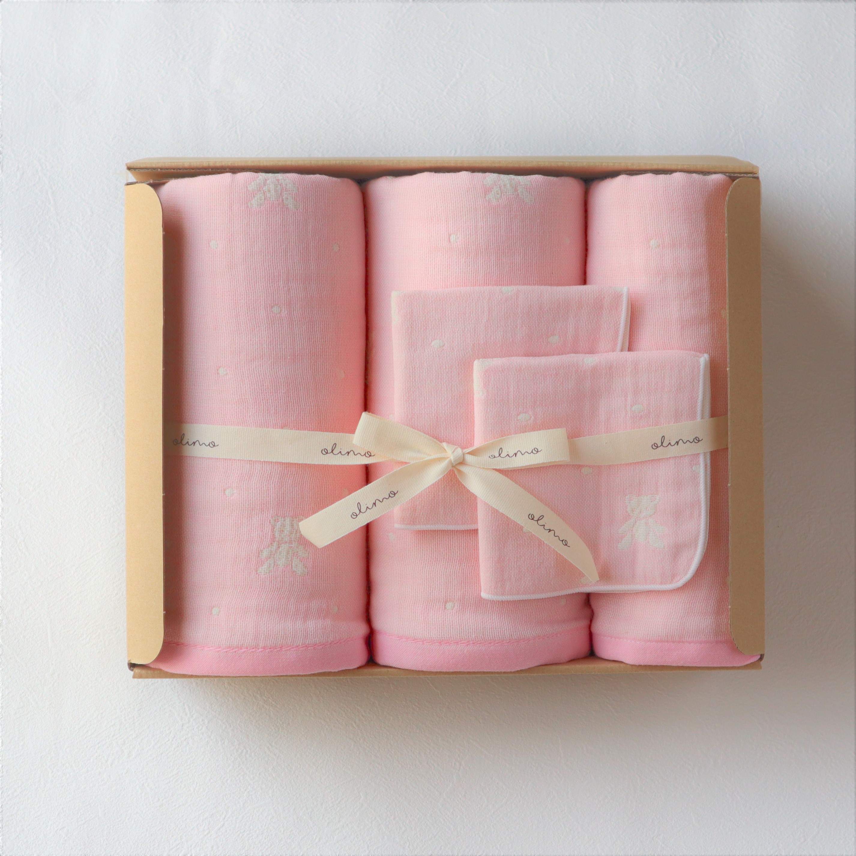 【送料無料・名入れ可能】babybear多重ガーゼベビータオル5点 giftbox