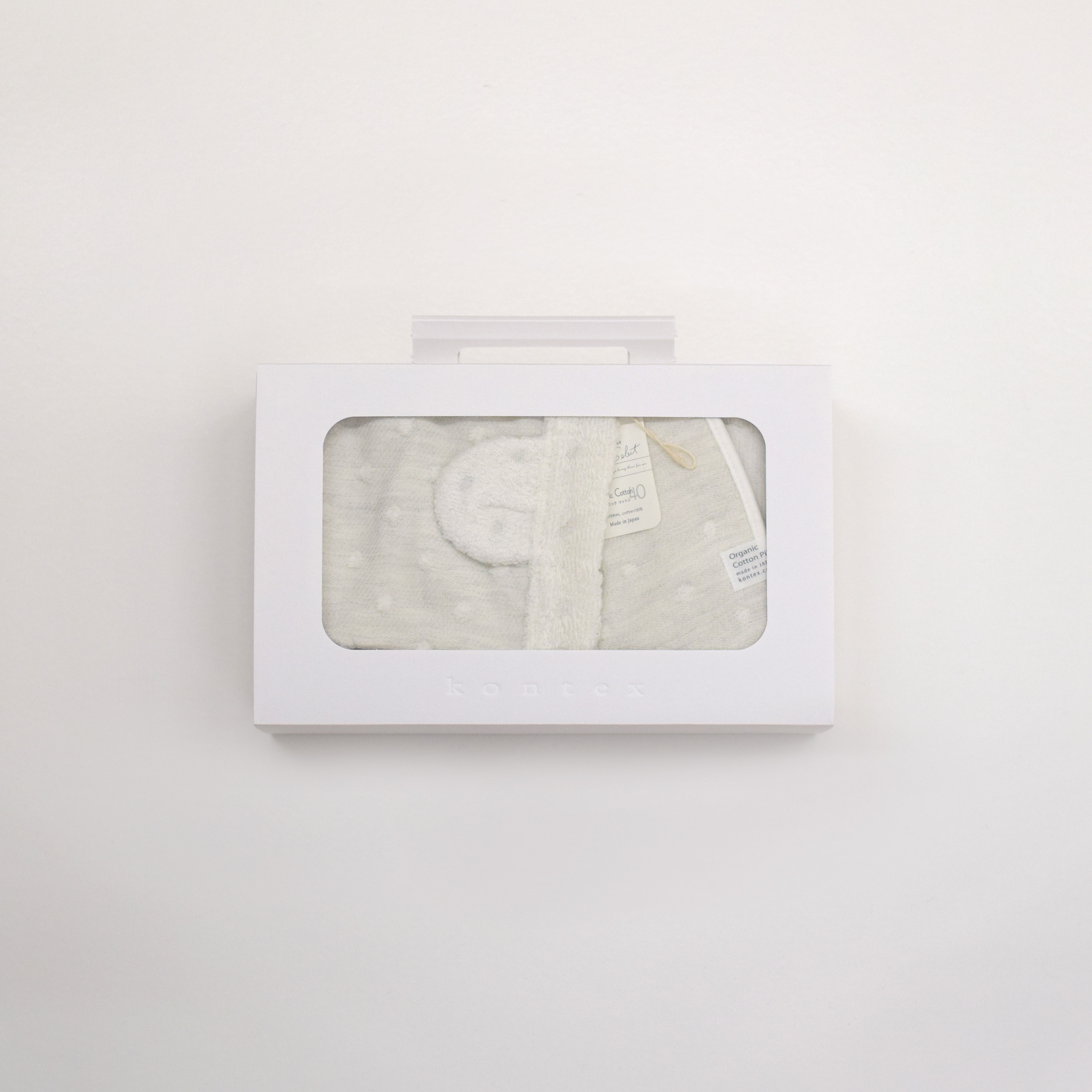 ナチュラルドット フード付きバスタオル・ハンカチセット