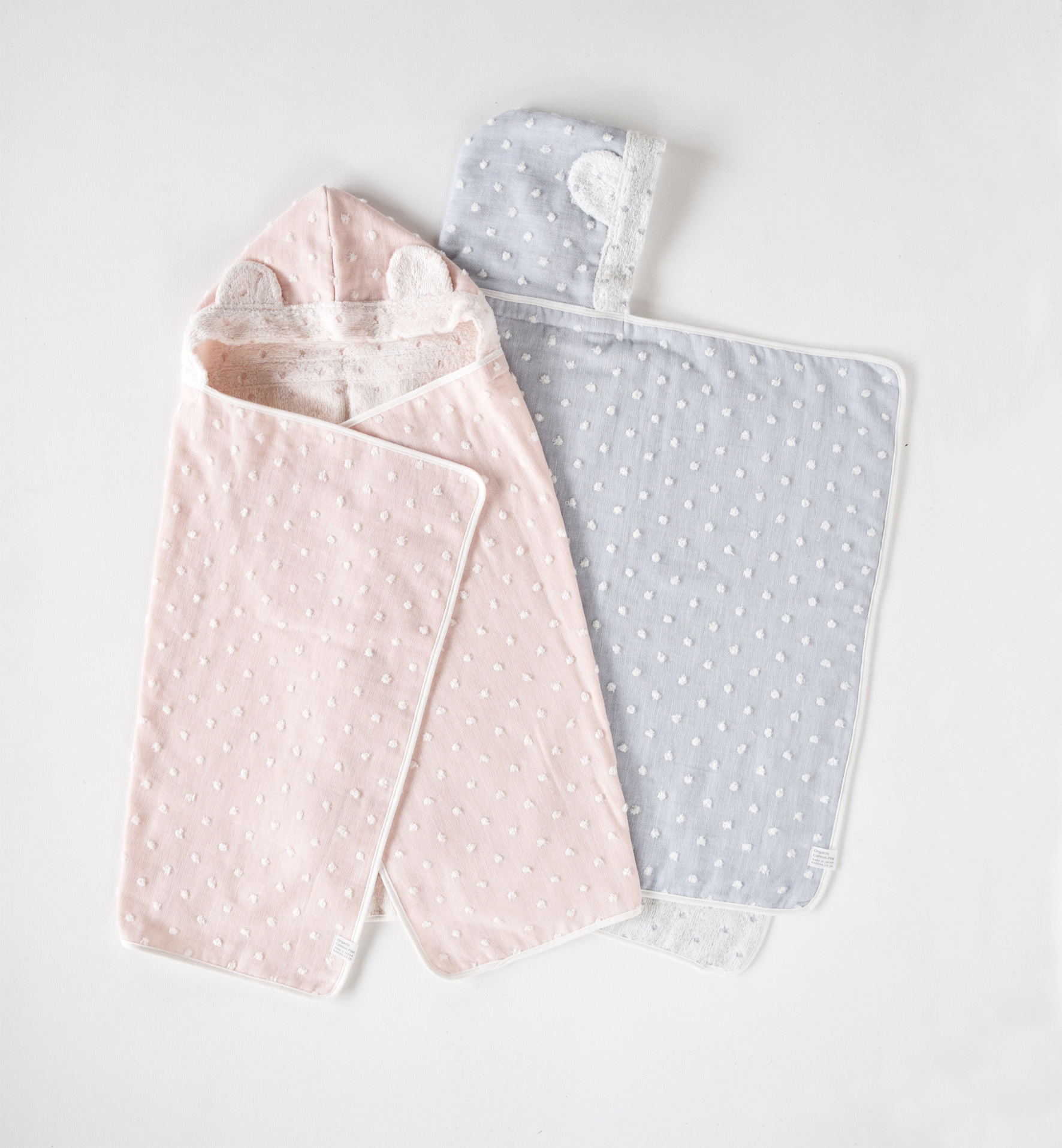 ナチュラルドット フード付きバスタオル・ハンカチセット