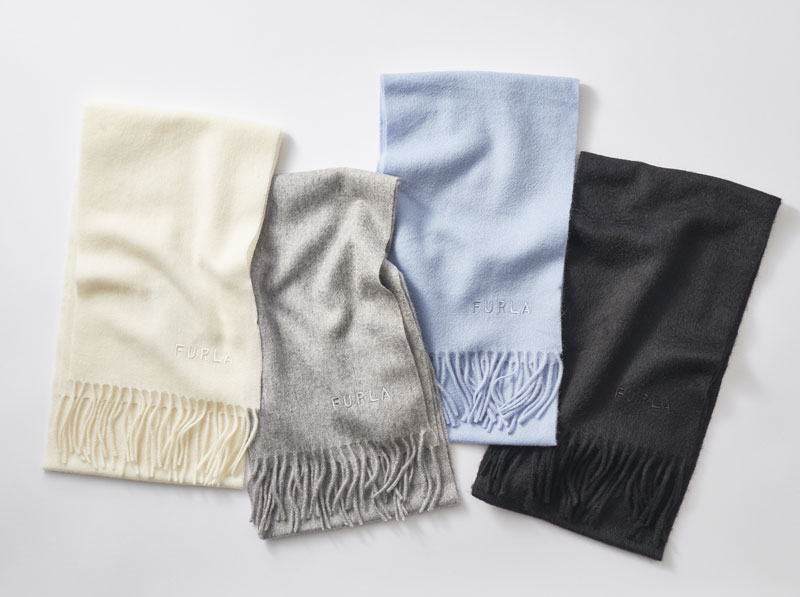 カシミヤ100％ 紡毛無地プチマフラー(20cm*150cm)