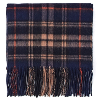 ウール・カシミヤ混合 紡毛タータンチェックストール(50cm*180cm)