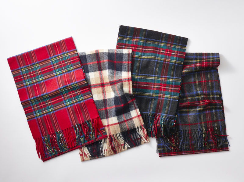 カシミヤ100% 紡毛チェックマフラー(27cm*170cm)