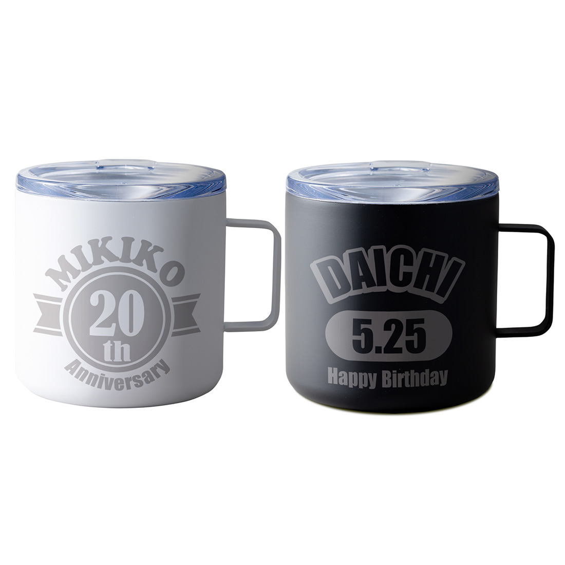 【名入れギフト】ステンレス真空断熱2層構造マグカップ（蓋付き）