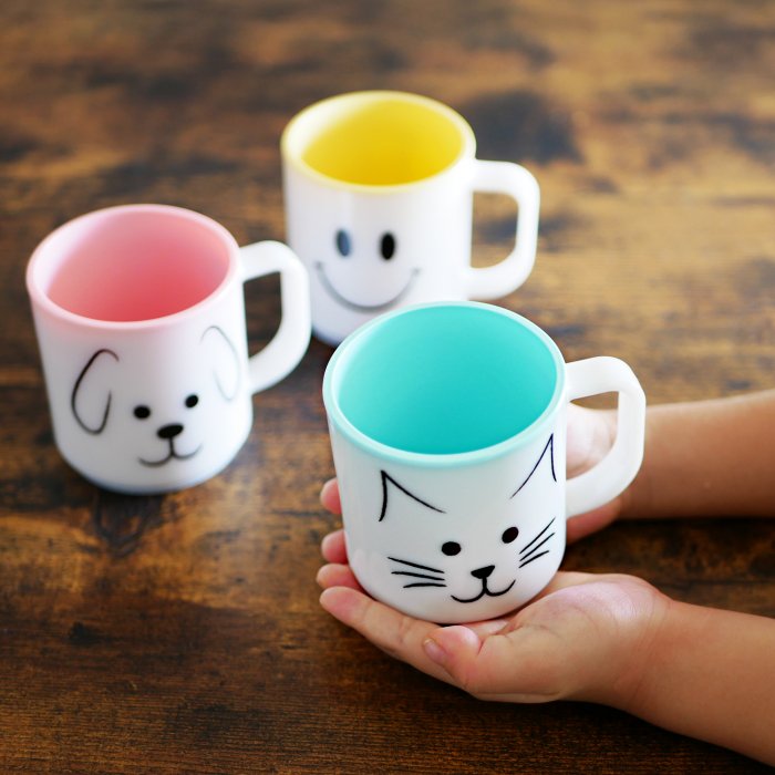 【名入れ】Myマグカップ -OKAO・スマイル-キッズサイズ200ml＜電子レンジ・食洗機対応＆プラスチック＞