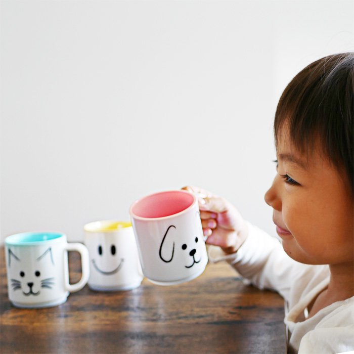 【名入れ】Myマグカップ -OKAO・スマイル-キッズサイズ200ml＜電子レンジ・食洗機対応＆プラスチック＞