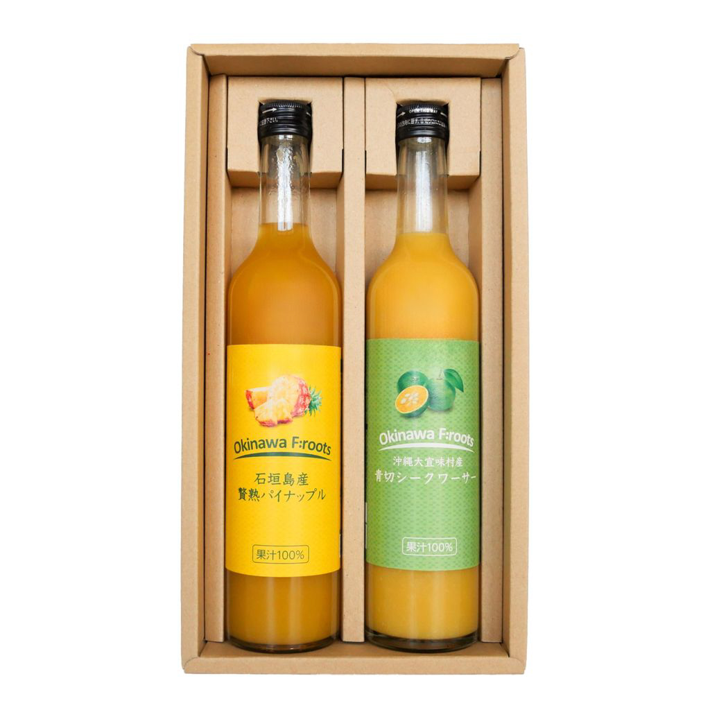 贅熟 石垣島産パインアップルジュース(100%) ＆大宜味村産青切シークヮーサージュース(100%)　2本セット