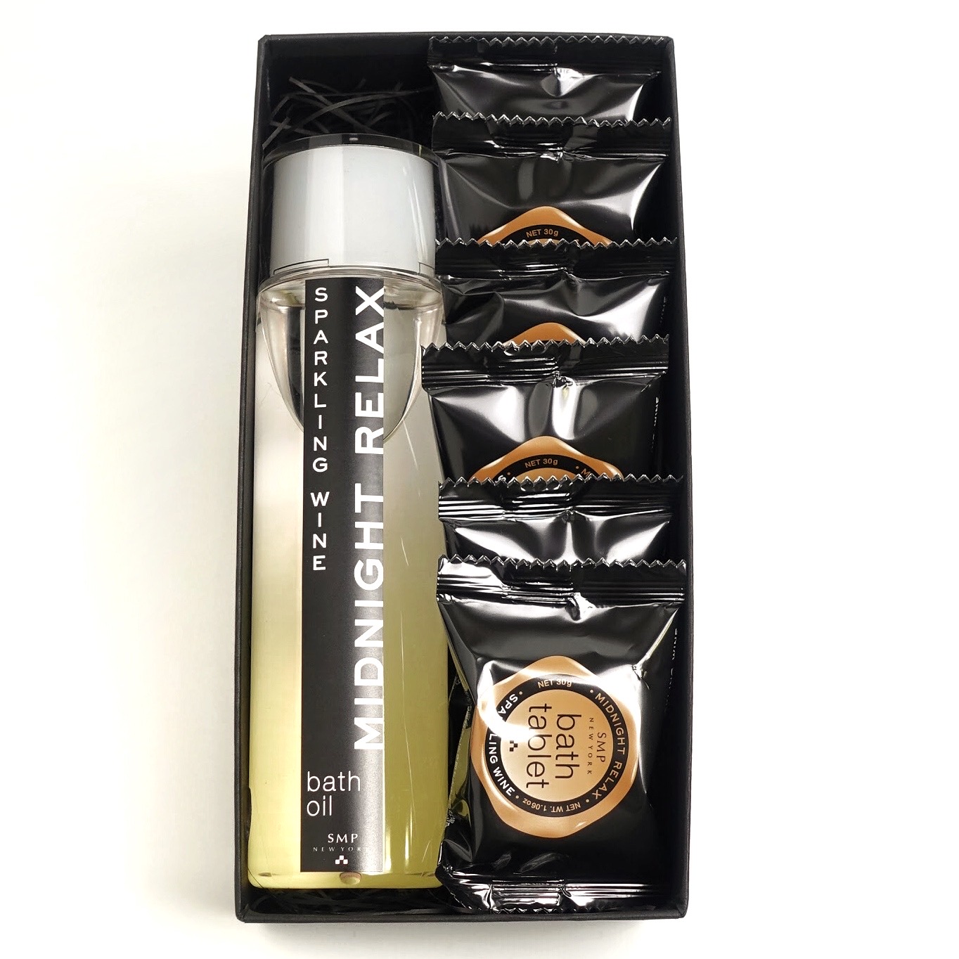 MIDNIGHT RELAX / スパークリングワインバスオイル(190ml)&バスタブレット6個(30g×6)セット