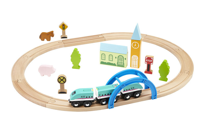 木製トレイン　MICKI社 IKEA MOKUトレイン 木製トレイン 特急急行3点セット moku TRAIN(モクトレイン)の