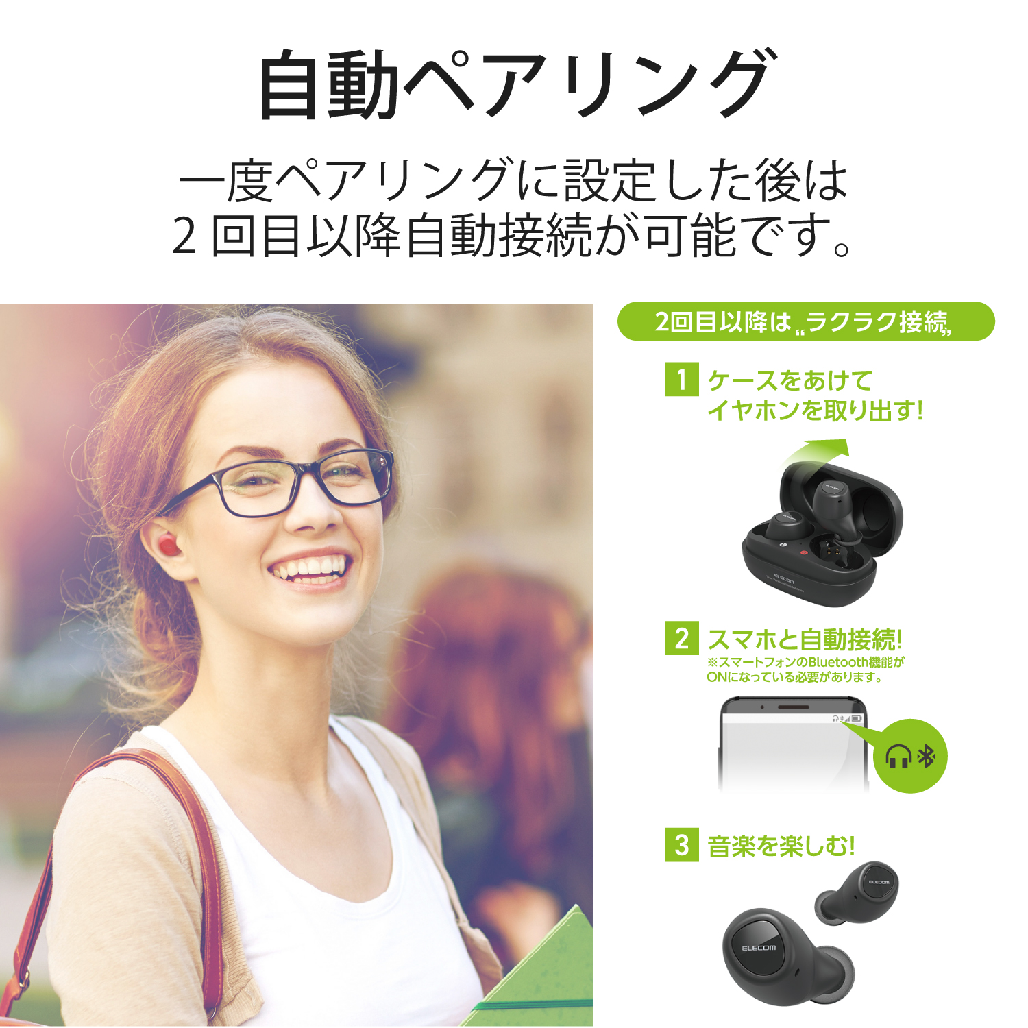 Bluetoothイヤホン トゥルーワイヤレス FAST MUSIC