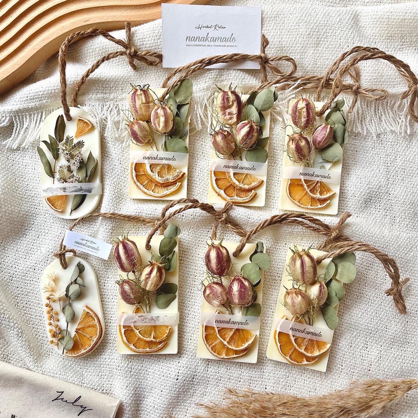 クリームベース・ドライレモン×フーセンポピーのアロマワックスサシェ（レクタングル型）